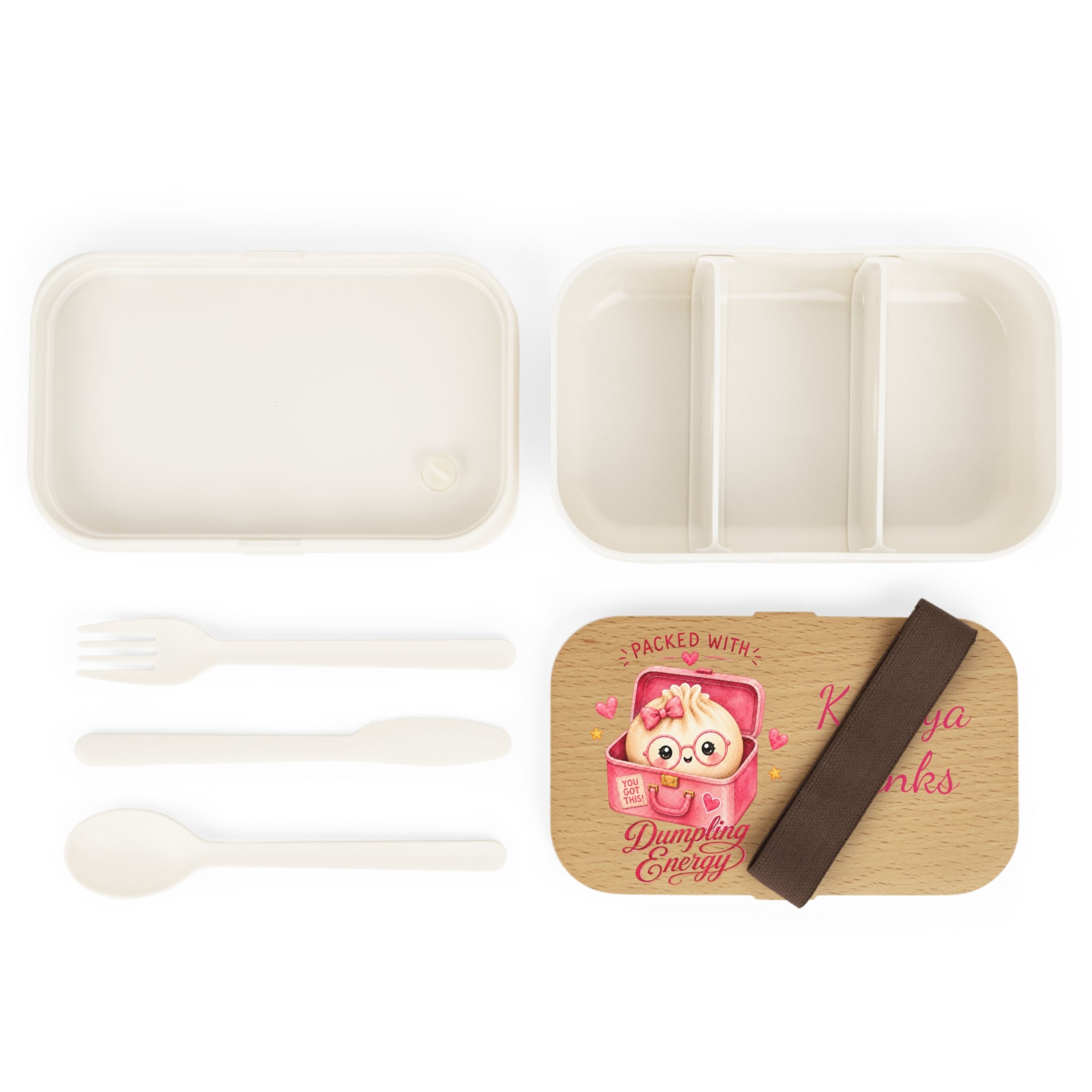 Personalized Bento Lunch Box — "Packed with Dumpling Energy" Cute Kawaii Kids Lunchbox