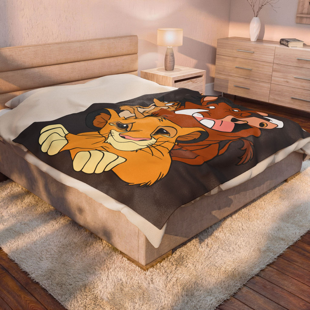 Lion Cub & Friends Velveteen Plush Blanket — Cute Simba-Inspired Kids Throw
