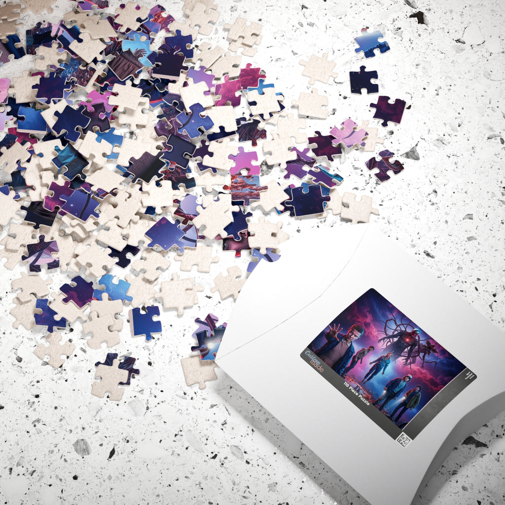 Stranger Things Illustrated Puzzle — Sci‑Fi 500/520/1014‑Piece Jigsaw (Cast & Mind Flayer Art)