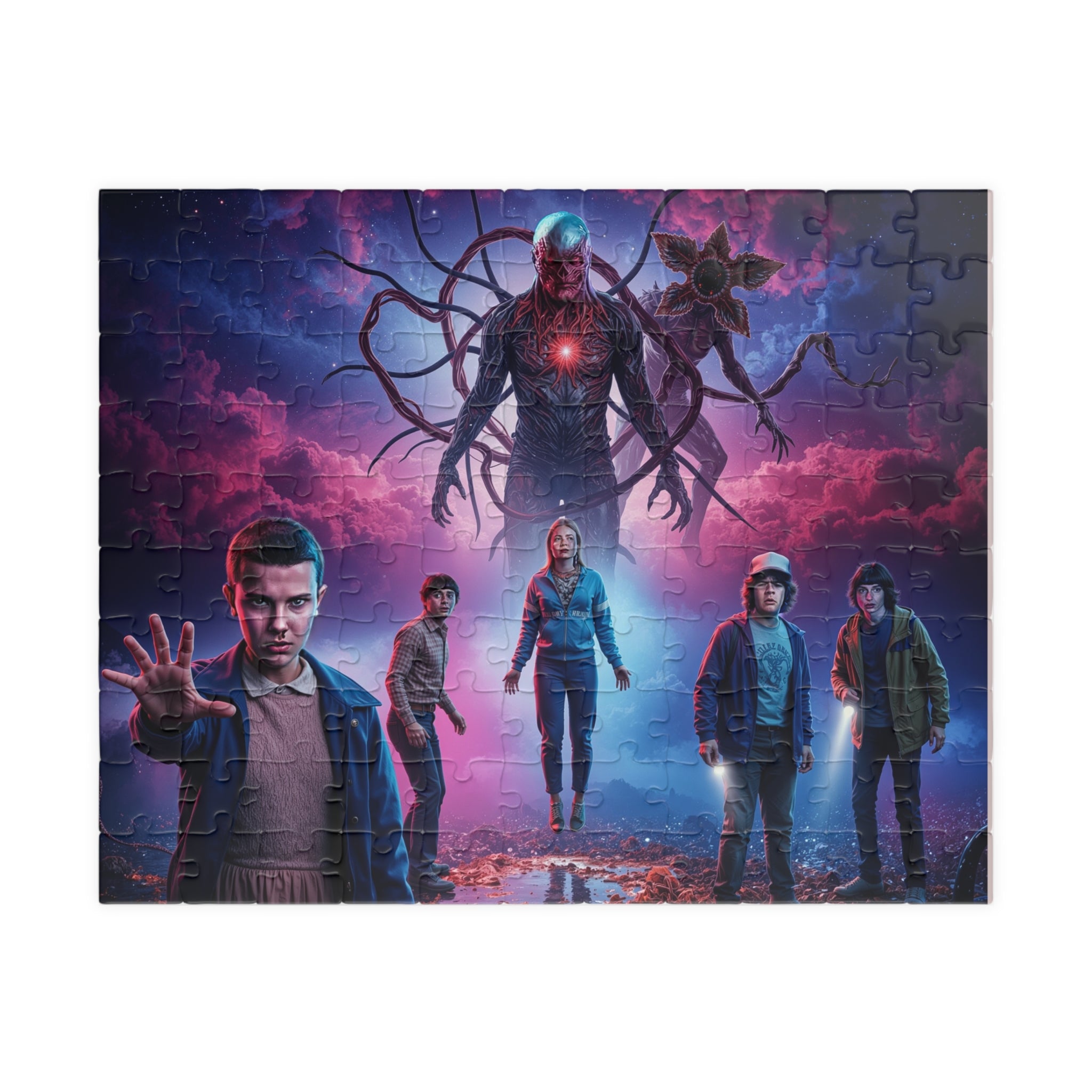 Stranger Things Illustrated Puzzle — Sci‑Fi 500/520/1014‑Piece Jigsaw (Cast & Mind Flayer Art)