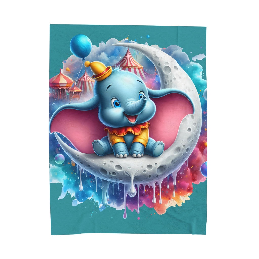 Cute Dumbo Moon Velveteen Plush Blanket — Cozy Throw