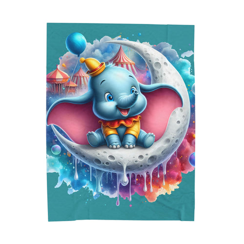 Cute Dumbo Moon Velveteen Plush Blanket — Cozy Throw