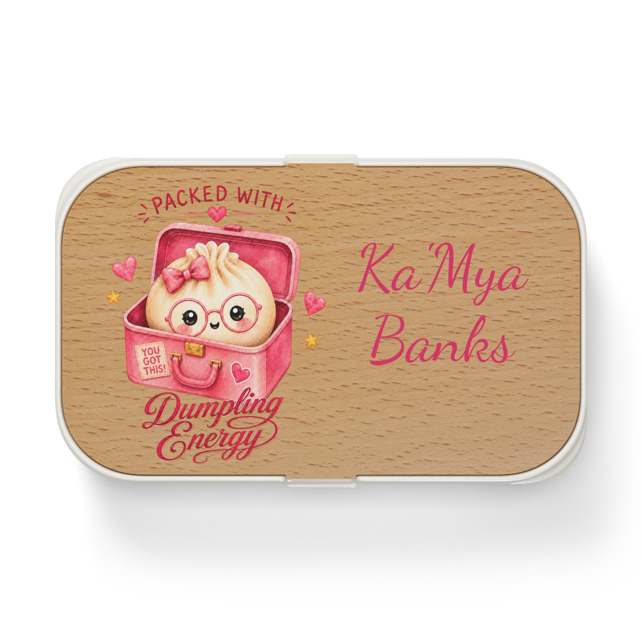 Personalized Bento Lunch Box — "Packed with Dumpling Energy" Cute Kawaii Kids Lunchbox