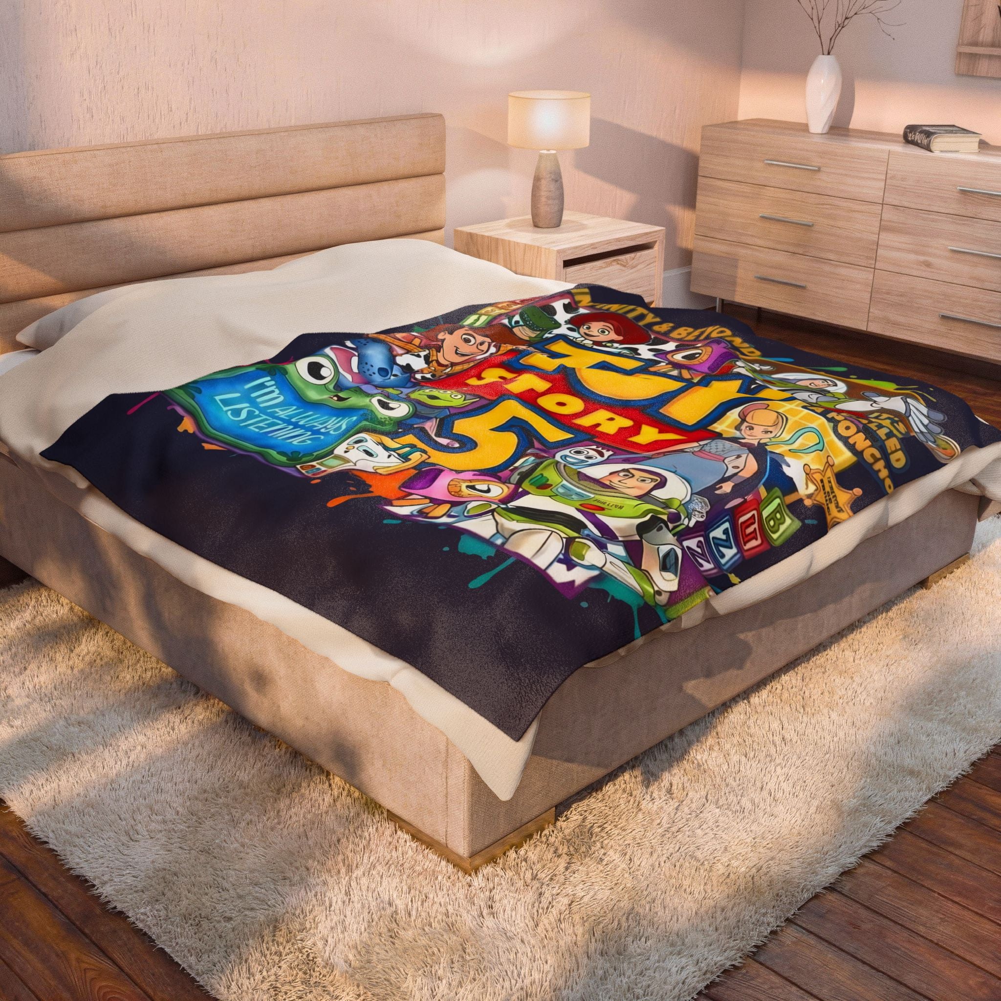 Toy Story 5 Velveteen Plush Blanket — Kids Disney Pixar Character Throw