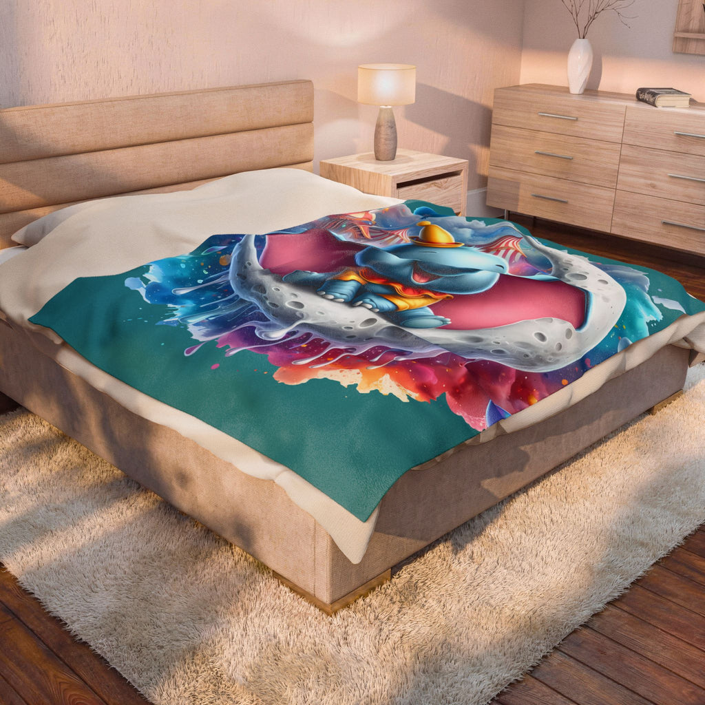 Cute Dumbo Moon Velveteen Plush Blanket — Cozy Throw