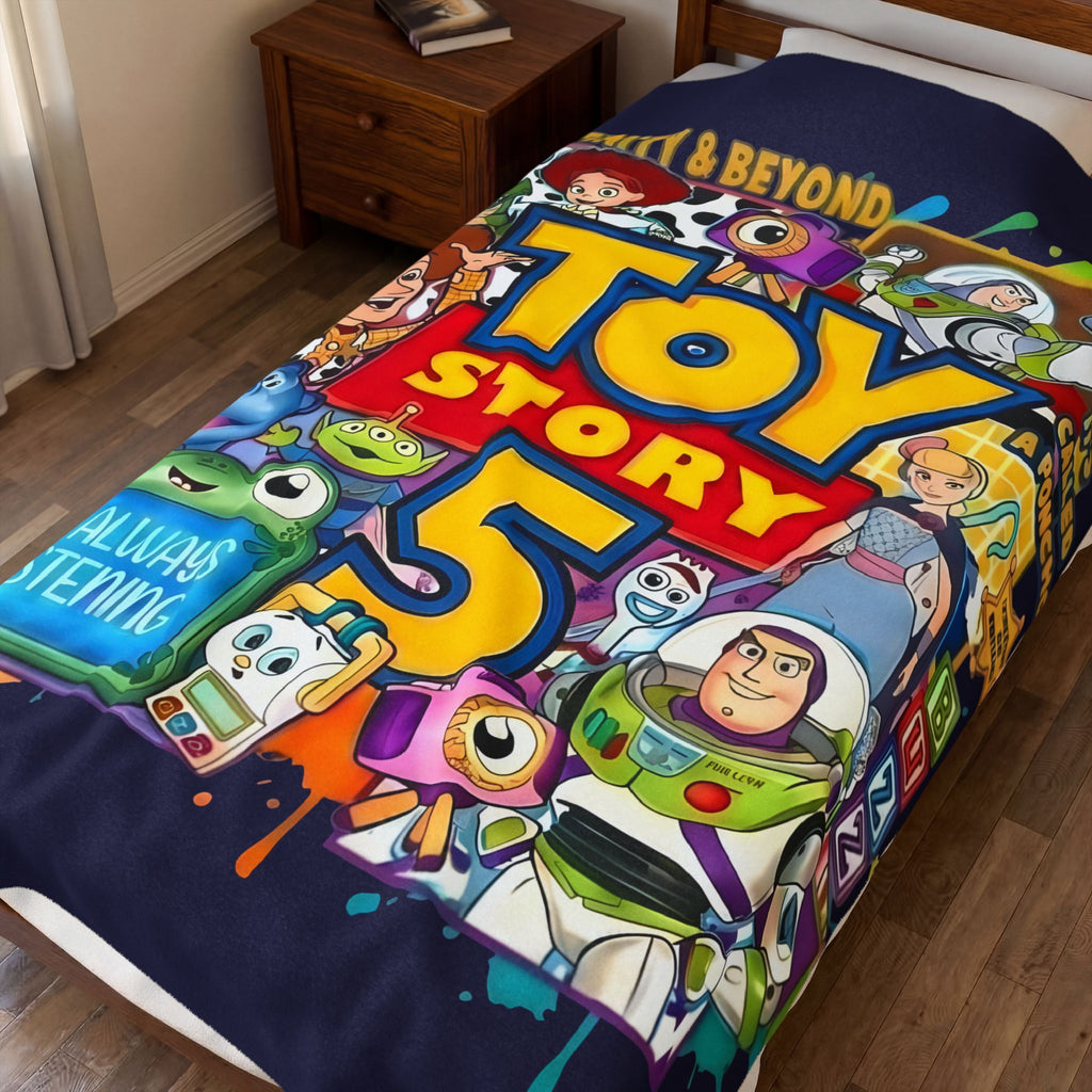 Toy Story 5 Velveteen Plush Blanket — Kids Disney Pixar Character Throw